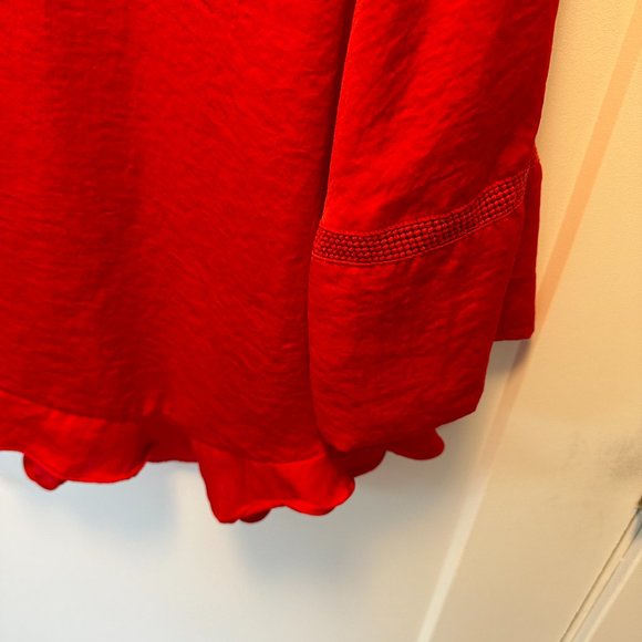 Red Work Top Apt. 9 Flowy Shiny Petite - Picture 2 of 5